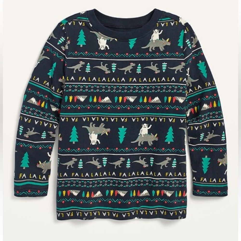 🍓3/$10 Old Navy Festive Navy Kids Shirt with Holiday Print size 3T
